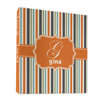 Orange & Blue Stripes 3 Ring Binder - Full Wrap - 1" (Personalized)