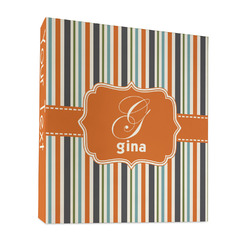 Orange & Blue Stripes 3 Ring Binder - Full Wrap - 1" (Personalized)