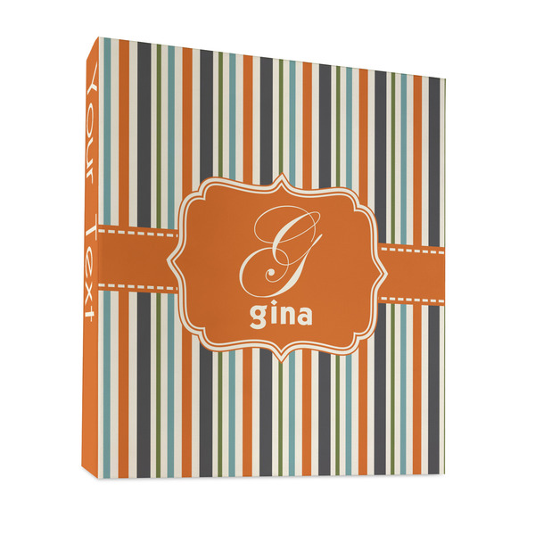 Custom Orange & Blue Stripes 3 Ring Binder - Full Wrap - 1" (Personalized)
