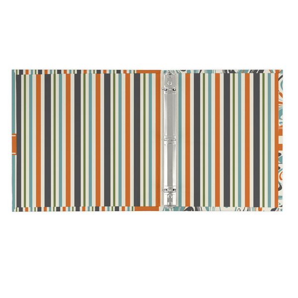Orange & Blue Stripes 3 Ring Binders - Full Wrap - 1" - OPEN INSIDE