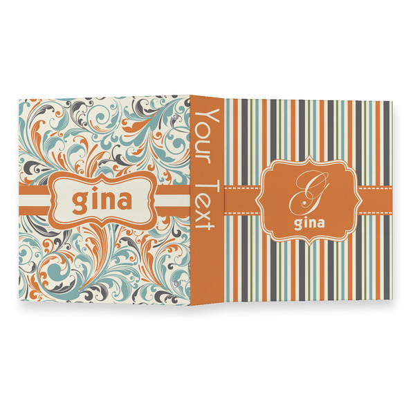 Orange & Blue Stripes 3 Ring Binders - Full Wrap - 1" - OPEN OUTSIDE