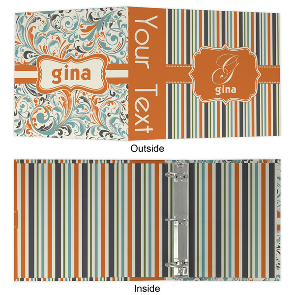 Orange & Blue Stripes 3 Ring Binders - Full Wrap - 2" - APPROVAL