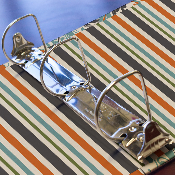 Orange & Blue Stripes 3 Ring Binders - Full Wrap - 2" - DETAIL