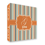 Orange & Blue Stripes 3 Ring Binder - Full Wrap - 2" (Personalized)