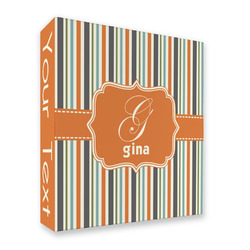 Orange & Blue Stripes 3 Ring Binder - Full Wrap - 2" (Personalized)