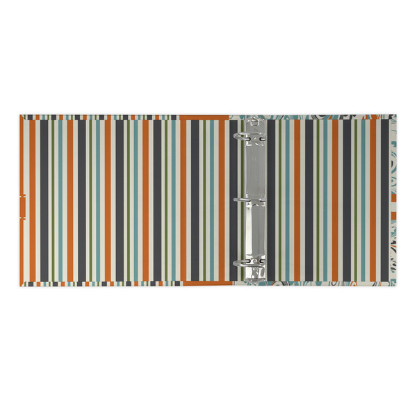 Orange & Blue Stripes 3 Ring Binders - Full Wrap - 2" - OPEN INSIDE