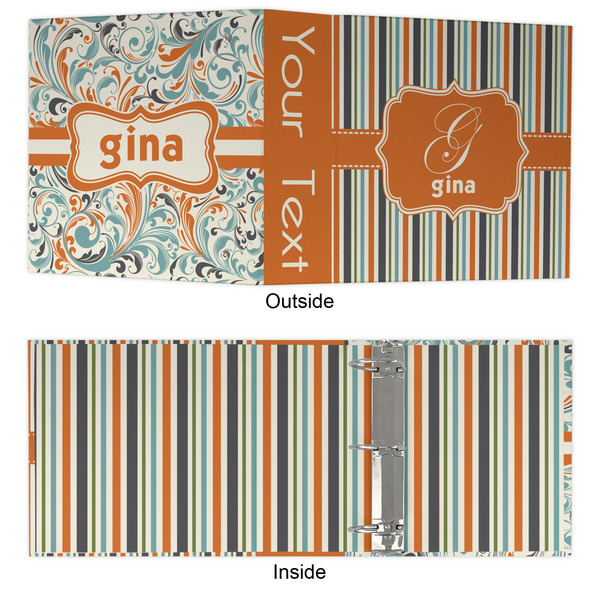 Orange & Blue Stripes 3 Ring Binders - Full Wrap - 3" - APPROVAL
