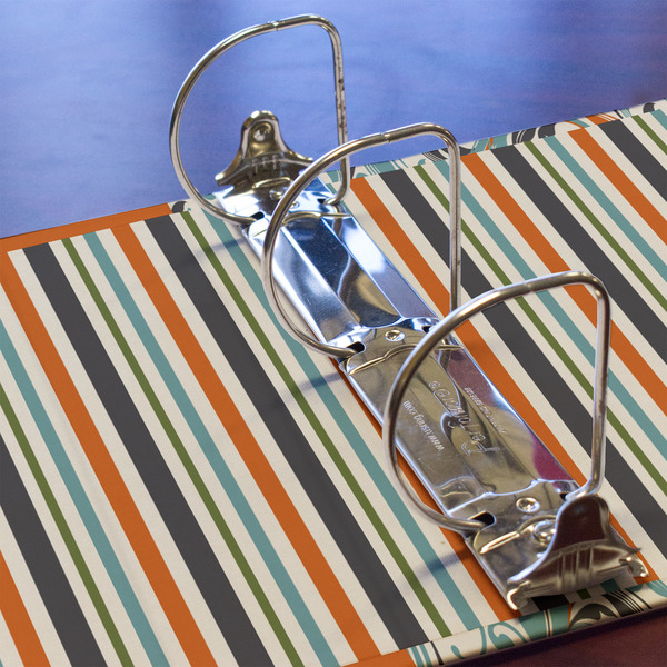 Orange & Blue Stripes 3 Ring Binders - Full Wrap - 3" - DETAIL