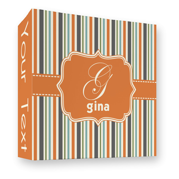 Custom Orange & Blue Stripes 3 Ring Binder - Full Wrap - 3" (Personalized)