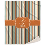 Orange & Blue Stripes Sherpa Throw Blanket (Personalized)