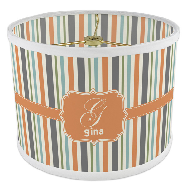 Orange & Blue Stripes 8" Drum Lampshade - ANGLE Poly-Film