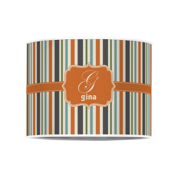 Orange & Blue Stripes 8" Drum Lampshade - FRONT (Poly Film)