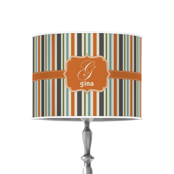 Custom Orange & Blue Stripes 8" Drum Lamp Shade - Poly-film (Personalized)