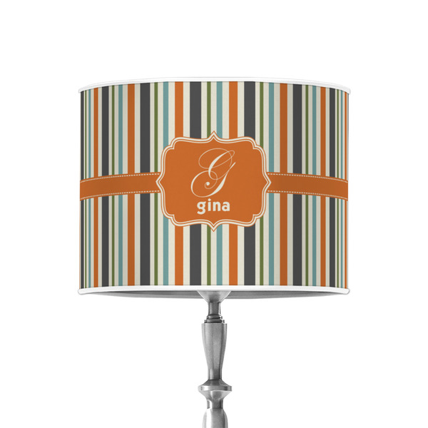Orange & Blue Stripes 8" Drum Lampshade - ON STAND (Poly Film)