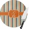 Orange & Blue Stripes Round Glass Cutting Board - Small (Personalized)