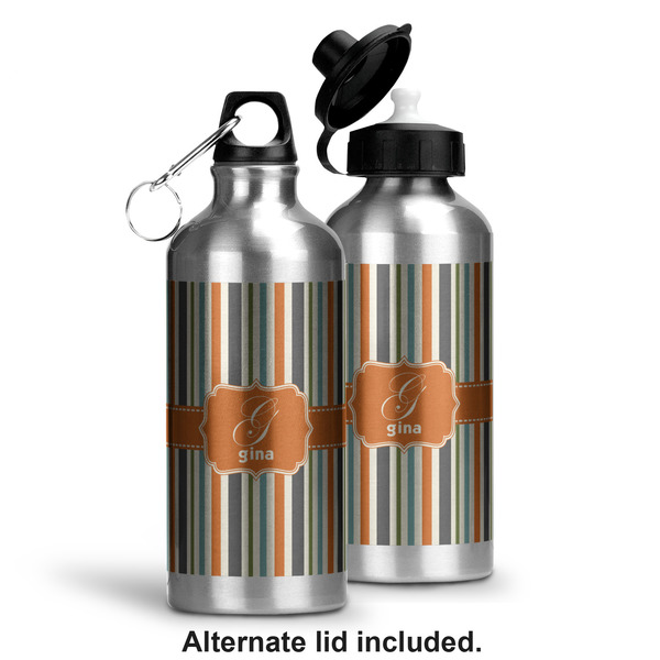 Orange & Blue Stripes Aluminum Water Bottle - Alternate lid options