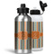 Orange & Blue Stripes Aluminum Water Bottles - MAIN (white &silver)