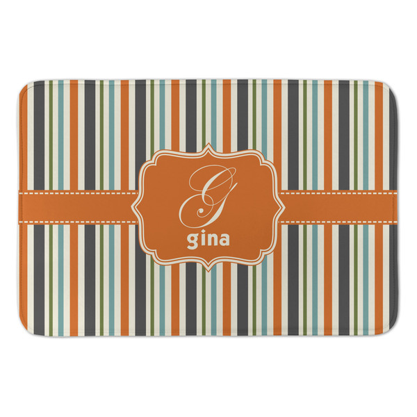 Custom Orange & Blue Stripes Anti-Fatigue Kitchen Mat (Personalized)