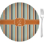 Orange & Blue Stripes Glass Appetizer / Dessert Plate 8" (Personalized)