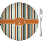 Orange & Blue Stripes 8" Glass Appetizer / Dessert Plates - Single or Set (Personalized)