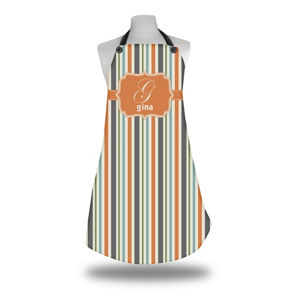 Orange & Blue Stripes Apron on Mannequin