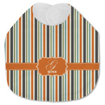 Orange & Blue Stripes Jersey Knit Baby Bib w/ Name and Initial