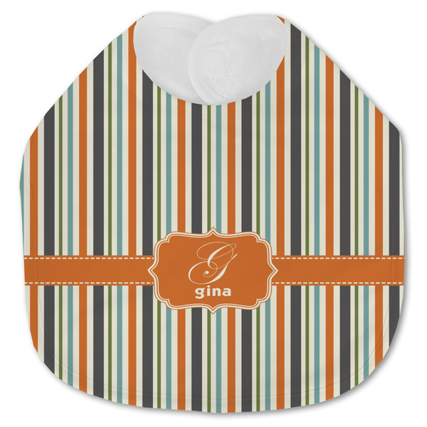Orange & Blue Stripes Baby Bib - AFT closed