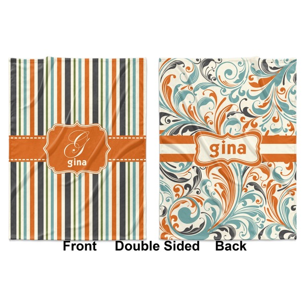 Orange & Blue Stripes Baby Blanket (Double Sided - Printed Front and Back)