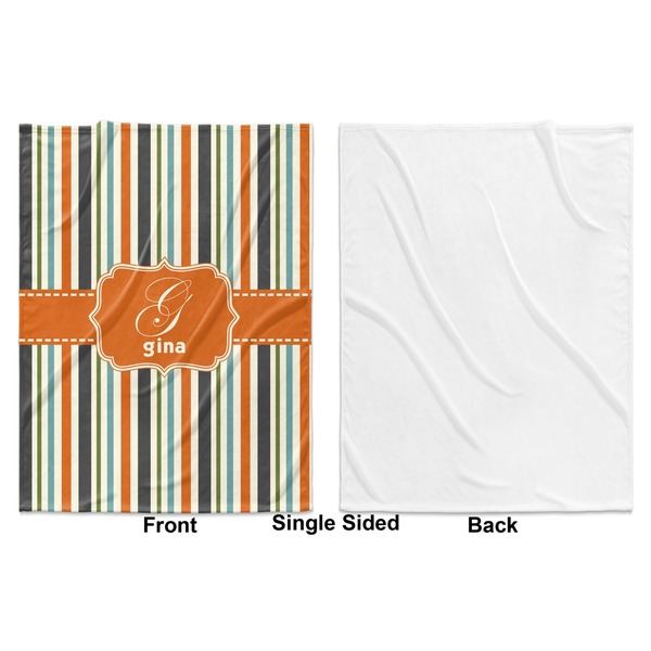 Orange & Blue Stripes Baby Blanket (Single Side - Printed Front, White Back)
