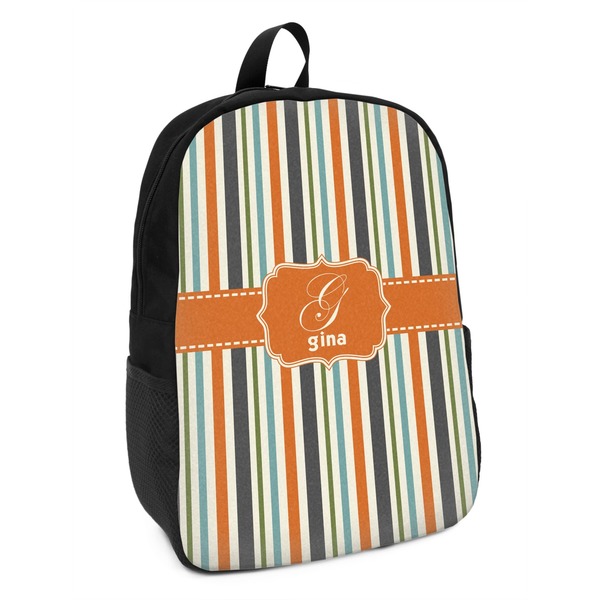 Custom Orange & Blue Stripes Kids Backpack (Personalized)