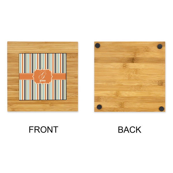 Orange & Blue Stripes Bamboo Trivet with 6" Tile - APPROVAL
