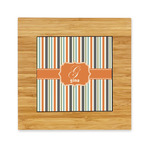 Orange & Blue Stripes Bamboo Trivet with Ceramic Tile Insert (Personalized)