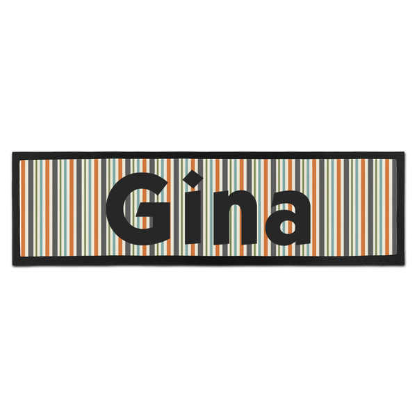 Custom Orange & Blue Stripes Bar Mat (Personalized)
