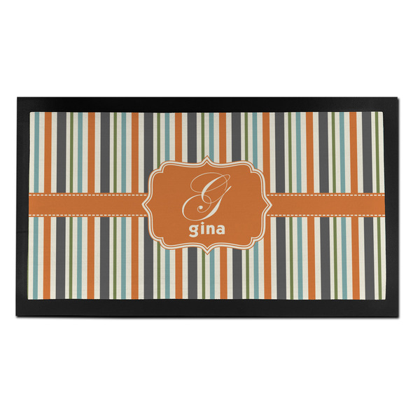 Orange & Blue Stripes Bar Mat - Small - FRONT
