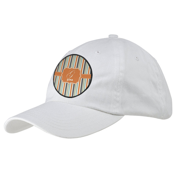 Custom Orange & Blue Stripes Baseball Cap - White (Personalized)