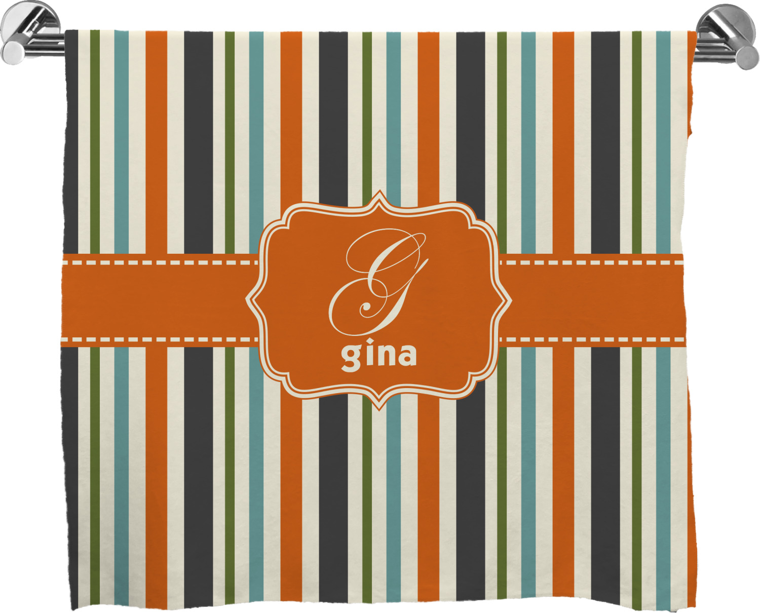 Orange & Blue Stripes Bath Towel (Personalized) YouCustomizeIt