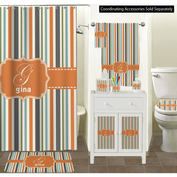 Orange & Blue Stripes Bathroom Scene