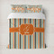 Orange & Blue Stripes Duvet Cover Set - Full / Queen (Personalized)