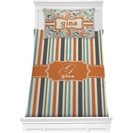 Orange & Blue Stripes Comforter Set - Twin XL (Personalized)
