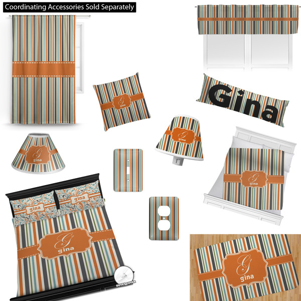 Orange & Blue Stripes Bedroom Decor & Accessories2