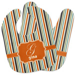 Orange & Blue Stripes Baby Bib w/ Name and Initial