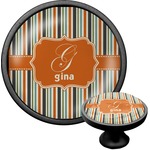 Orange & Blue Stripes Cabinet Knob (Black) (Personalized)