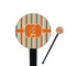 Orange & Blue Stripes 7" Round Plastic Stir Sticks - Black - Single Sided (Personalized)