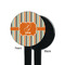 Orange & Blue Stripes Black Plastic 7" Stir Stick - Single Sided - Round - Front & Back