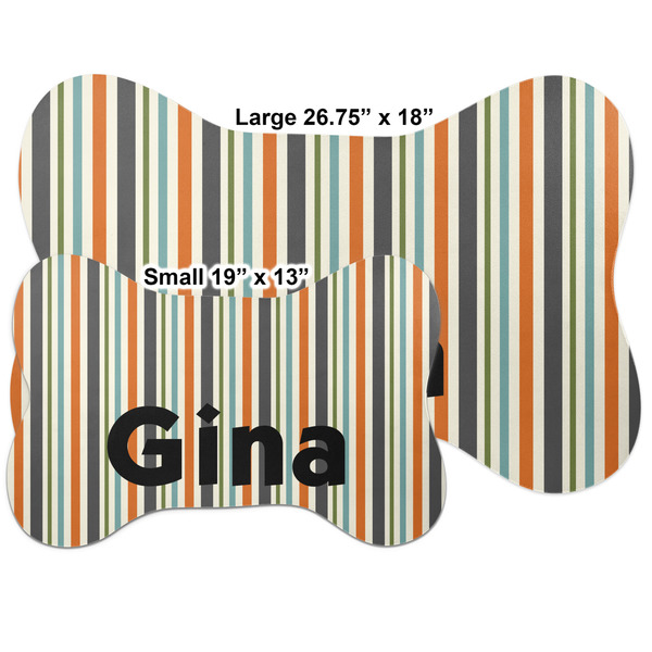Orange & Blue Stripes Bone Shaped Mat Comparison