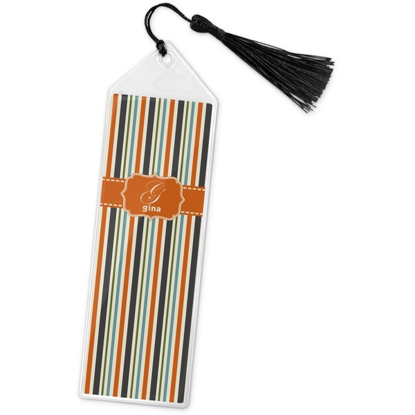 Custom Orange & Blue Stripes Book Mark w/Tassel (Personalized)