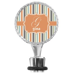 Orange & Blue Stripes Wine Bottle Stopper (Personalized)