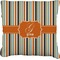 Orange & Blue Stripes Burlap Pillow 18"