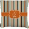 Orange & Blue Stripes Faux-Linen Throw Pillow 18" (Personalized)