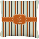 Orange & Blue Stripes Faux-Linen Throw Pillow 20" (Personalized)